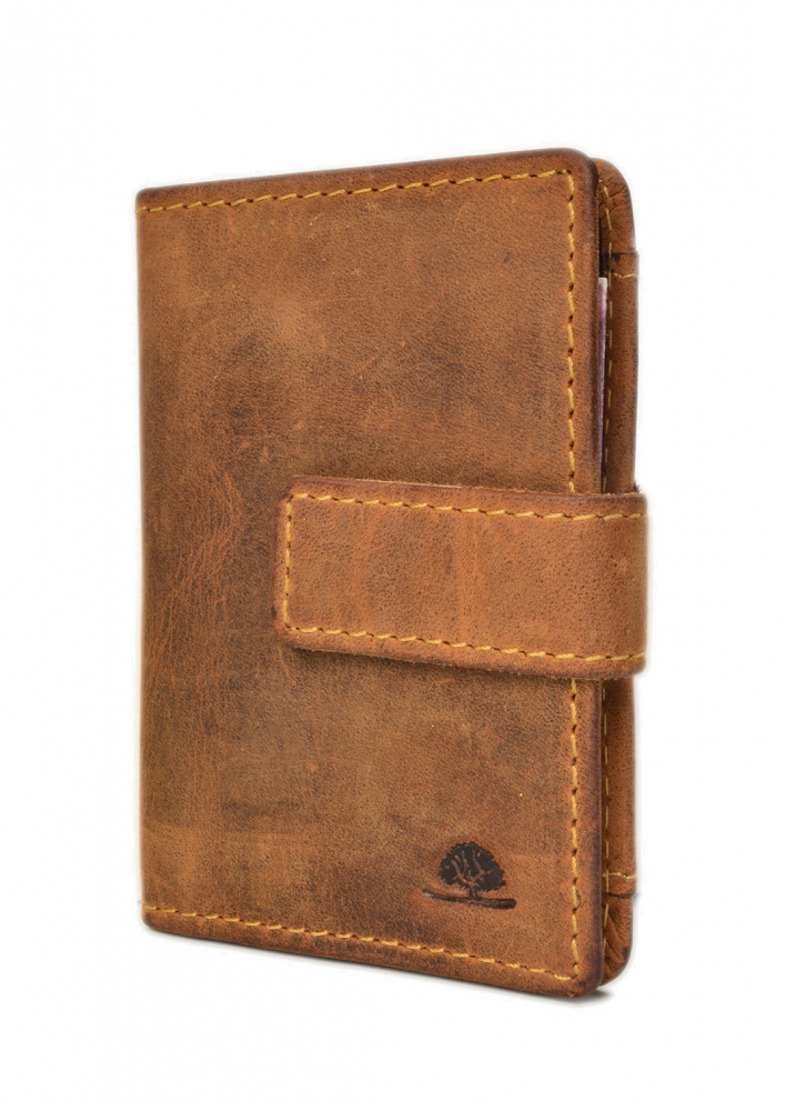 Vintage Card-Clip pocket Case RFID brown Leder
